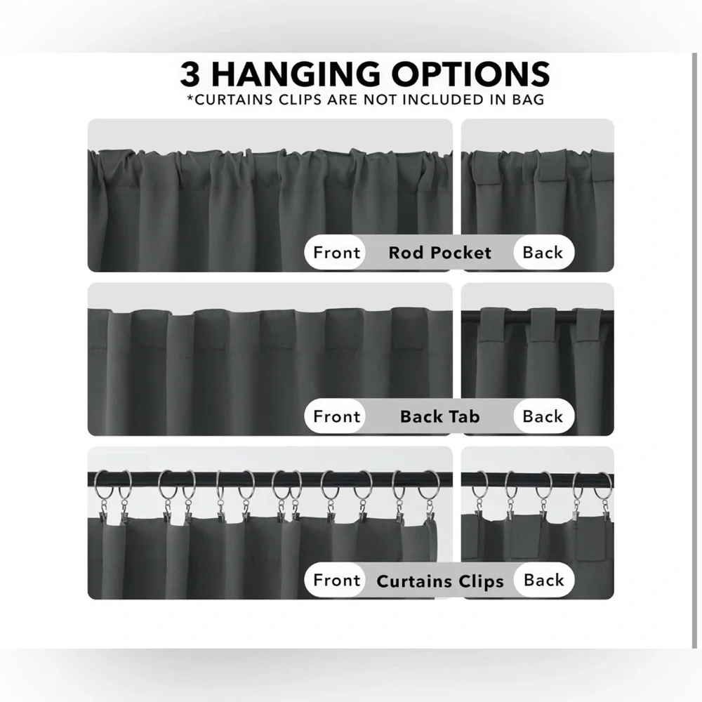 Grey window 2 panel blackout curtains new
